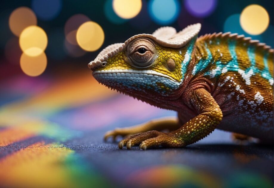 A chameleon blending into a colorful, diverse dataset and training environment for the Meta's new LLM Multimodal