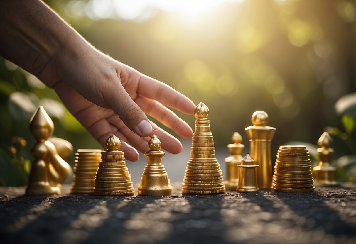 A hand reaching for a golden opportunity while other hands wait patiently, symbolizing the skills that set the rich apart