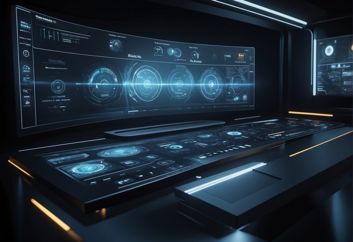 A futuristic interface with interactive tutorials and demos on Blackbox AI