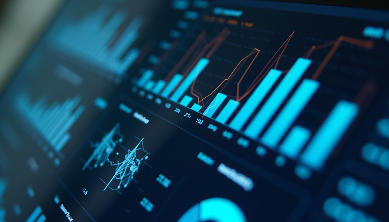 Close-up view of a digital dashboard showing AI-driven business metrics