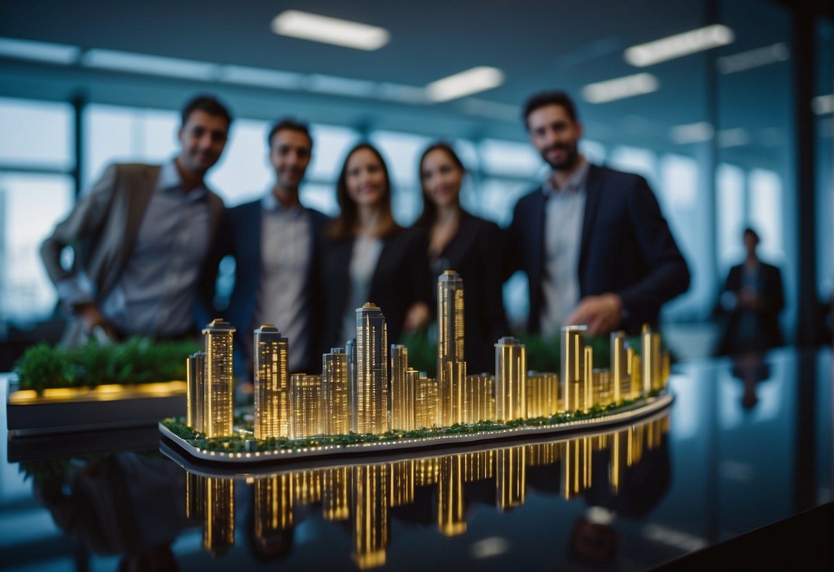 A group of innovative fintech startups are revolutionizing the Brazilian financial services industry. The scene is filled with energy and excitement as these companies make their mark on the market