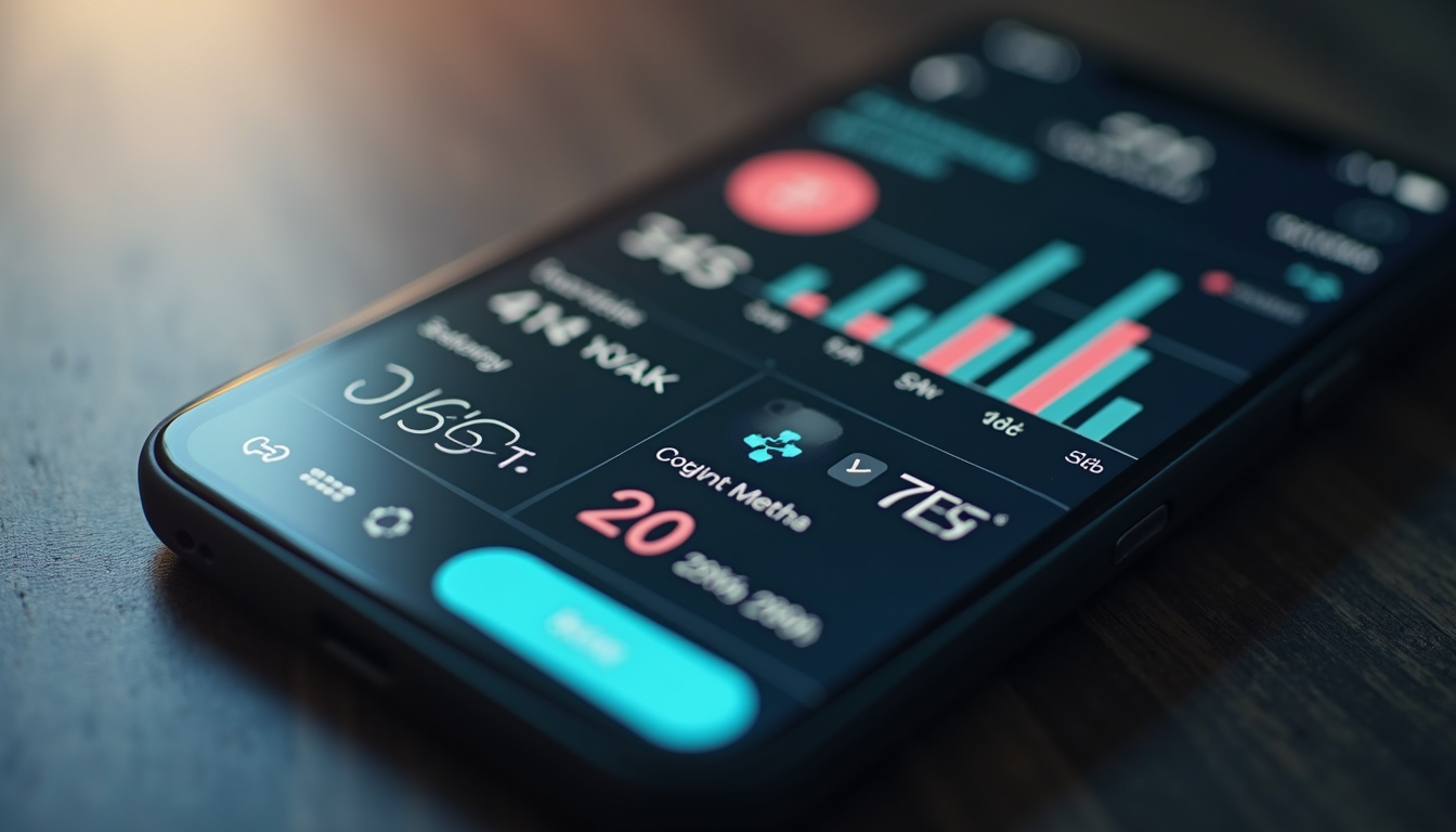 Close-up view of a fitness app interface for tracking health metrics