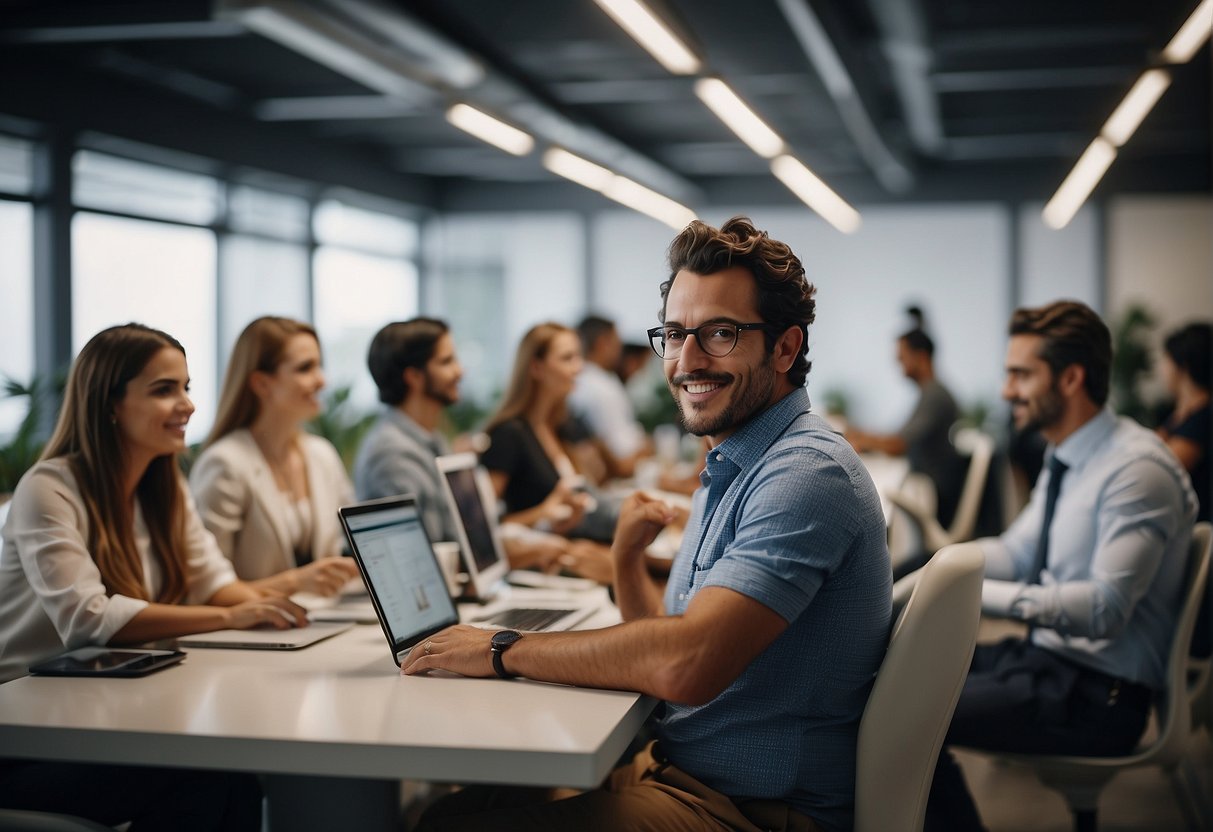 A group of innovative startups in Brazil is shaping corporate culture. Their influence is evident in the dynamic and collaborative atmosphere of a modern office space