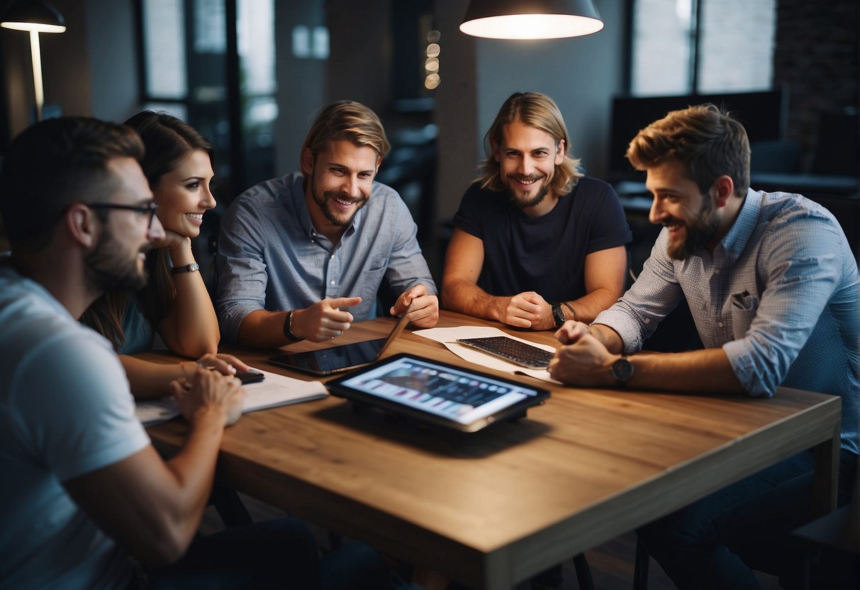 A group of partners brainstorming creative content ideas for channel growth, inspired by Mr Beast's success