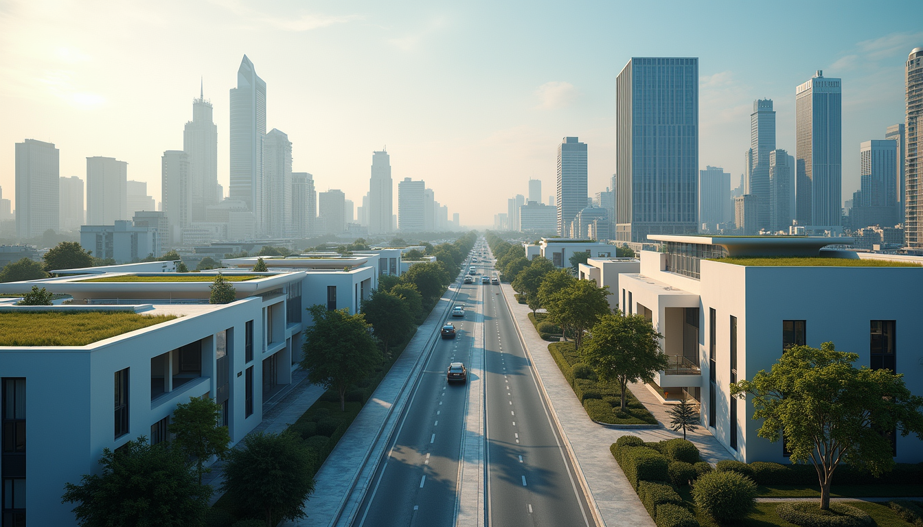 High angle view of a modern urban landscape with innovative architecture